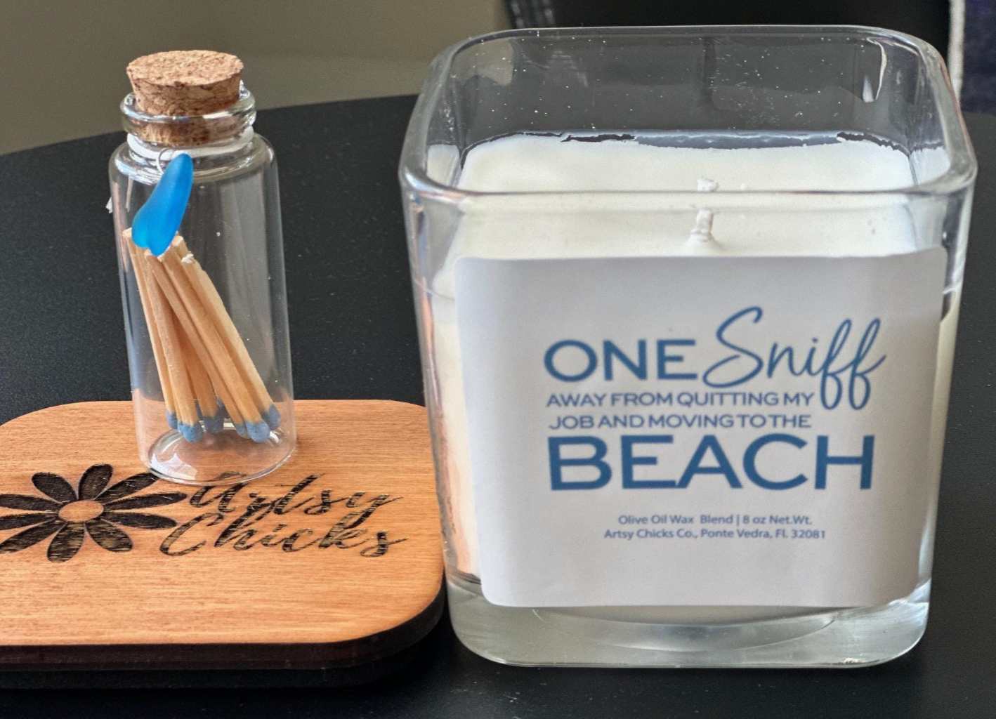 one sniff away from quitting  my job and moving to the    beach soy free candle 